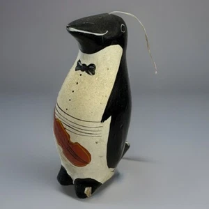 Adorno de Navidad de pingüino de papel maché vintage único hecho a mano pintado a mano - Imagen 1 de 16
