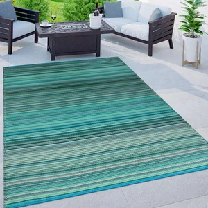 Rugshop Outdoor Carpet Modern Stripe Reversible Plastic Indoor Outdoor Rugs 8x10 - Picture 1 of 54