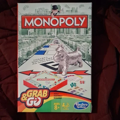 Hasbro Monopoly Travel Board Game Family Gaming Grab and Go Edition - Image 1 of 4