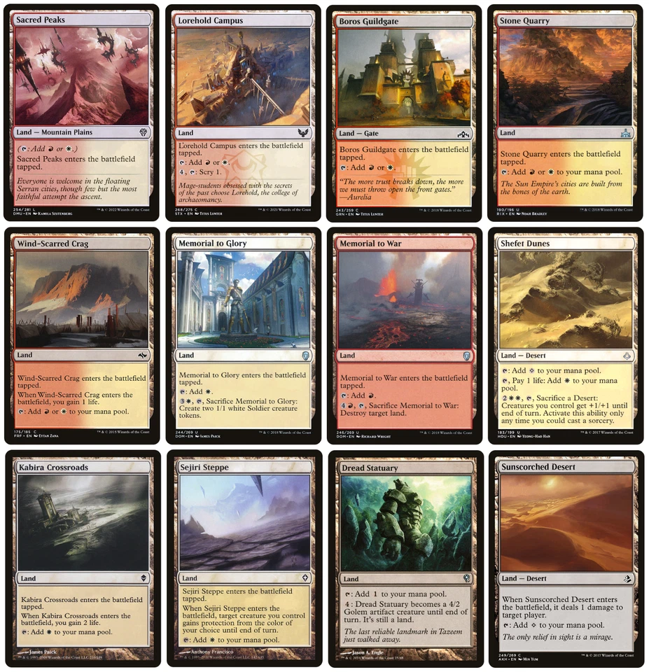 MTG - 12 x Different Red & White Boros Lands for COMMANDER deck building - LP - Image 1 of 1