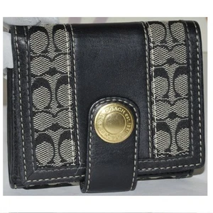 COACH Signature-Logo Wallet Black Color Nylon Canvas Casual Design - Picture 1 of 3