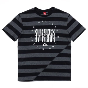 Quiksilver T-Shirt XXL Surfers of Fortune Striped Black Grey Heritage Surf - Picture 1 of 11