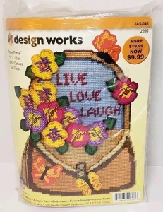 Design Works "Pansy Purse" Plastic Canvas Kit Size 12"x15.5" Wall Decor USA NEW - Picture 1 of 4