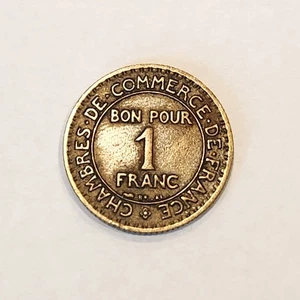 1924 France 1 Franc Coin | Chambres de Commerce | Commerce Industrie | Vintage - Picture 1 of 2