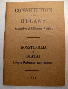 1958 Association of LITHUANIAN WORKERS Constitution By-Laws Booklet Vtg - Picture 1 of 1