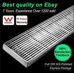 316 Stainless Steel Wedge Wire Designer Linear Bathroom Shower Grate Drain - Picture 1 of 10