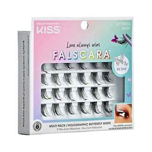 KISS Falscara Edizione Limitata Pride Ciglia Wisps, Nero, 24 Farfalle Olografiche - Foto 1 di 8