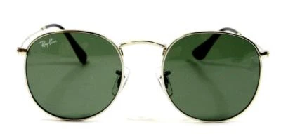 Gafas de sol Ray Ban redondas plateadas 3447 003 verdes 50 mm nuevas Foto 1 de 4