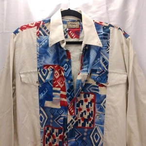 Vintage Roper Western Casual Shirt Size M Cotton Southwestern Print USA Made - Picture 1 of 12