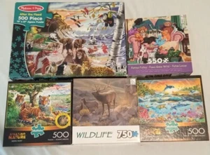 Lot Of 5 PUZZLES COMPLETE 500-750 PC Buffalo Hidden Tigers Topical Paradice - Picture 1 of 6
