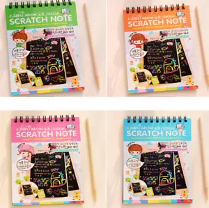 2pcs Scratch Sketch Art Notes Rainbow Scratch Magic Doodle Notes Travel - Picture 1 of 3