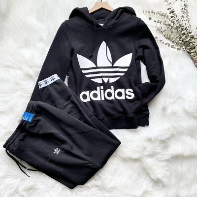 ADIDAS ORIGINALS Trefoil Hooded Sweatsuit Black Women’s XS - Image 1 of 4