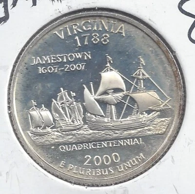2000 S Silver VIRGINIA Proof Quarter - 90% Silver - Image 1 of 2