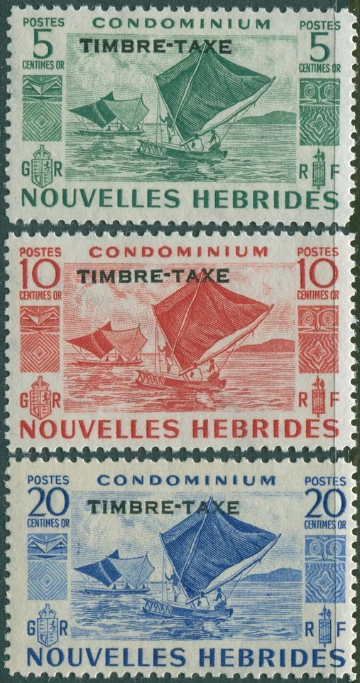 Nuevas canoas estabilizadoras Hébridas francesas vencidas 1953 SGFD92-FD94 TIMBRE-TAXE MLH Foto 1 de 1