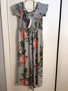 Patrons of Peace Women Jumpsuit M Smock Crop Jumpsuit Tropical Travel Resortwear - Picture 1 of 10