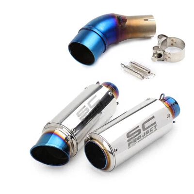 Deslizable para Yamaha MT-03 YZF R3 R25 Puntas de silenciador Sistema de escape de tubo de enlace medio azul Foto 1 de 4