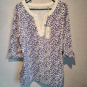 Tommy Bahama Shirt Womens Large Blue Aubrey Isles Lagoon Animal Print 3/4 Sleeve - Picture 1 of 15