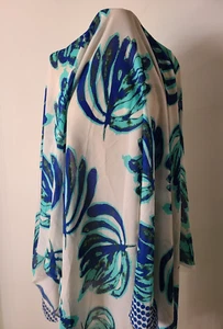 Wool Dobby Chiffon Floral Print Fabric, Blue Combo for Women clothing!_EB11 - Picture 1 of 3