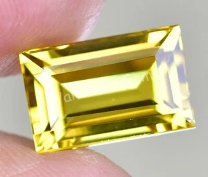 9.15Ct Natural Ceylon Yellow Sapphire Baguette CERTIFIED Flawless Loose Gemstone - Picture 1 of 5