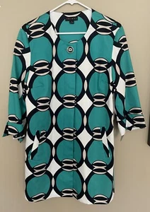Fabulous MOD WILD Designer Tribal Jade Green Women's Light Dressy Coat Sz 12 NWT - Picture 1 of 11