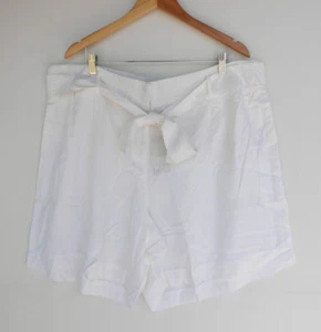 New Autograph Shorts 20 Womens Linen Blend Off White Belt Elastic Waist - Picture 1 of 8