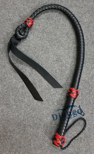 3 Feet Adult Dominant Genuine Leather Flogger Twin Tail Whip Peitsche Bullwhip - Picture 1 of 5