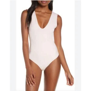 Body Intimately Free People bianco elasticizzato Keep It elegante profondo V grande nuovo con etichette - Foto 1 di 13