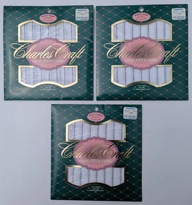 Lot of 3 Charles Craft WASTE CROSS STITCH FABRIC 8.5 Count 12x18" - Picture 1 of 8
