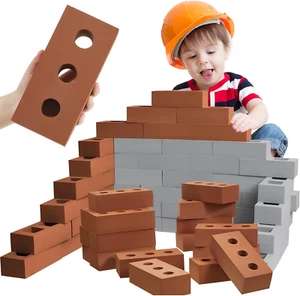 30 Pcs Building Blocks for Kids - Thick Cinder Blocks, Large Fake Brick Foam Con - Picture 1 of 6