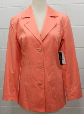 Chaqueta Blazer PARISIAN SIGNATURE Botón Forrada Carrera Coral Naranja M Mediana Nueva Foto 1 de 4