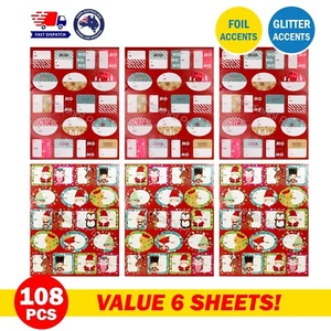 108pcs Christmas Sticker Self-adhesive Foil Gift Name Tags Xmas Sealing Labels - Picture 1 of 10
