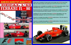 ANEXO DECAL 1/43 FERRARI F1-90 ALAIN PROST / NIGEL MANSELL 1990 (09) - Picture 1 of 1