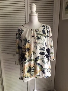 New JUNAROSE Floral BLOUSE SIZE 16 PLUS LONG Puff Sleeve Blouson Cinched Waist - Picture 1 of 9