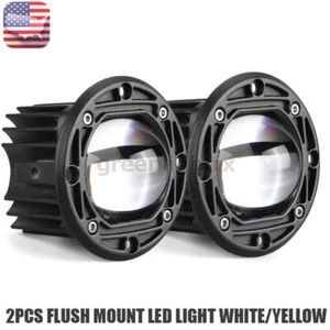 2X 3" inch Round Flush Mount LED Work Light Bar Driving White Amber Fog Offroad - Bild 1 von 10