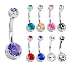 2PCS Stainless Steel Belly Button Rings Crystal Navel Piercing Barbell Jewelry  