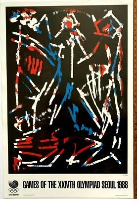 1988 Seul Coreia A. R. PENCK, Autêntico, POSTER OLÍMPICO Original - Imagem 1 de 4