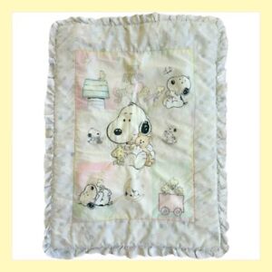 ❤️Vintage My Little Snoopy Baby Crib Blanket Quilted Comforter Lambs & Ivy❤️