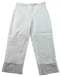 JM Collection Capri Pants Womens Size Small Petite SP White Crochet Detail New - Picture 1 of 8
