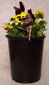 Flower Pot Hugger Fairy #5 NEW bronze toned polystone - Picture 1 of 1