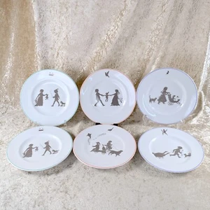 Hermes Paris Dessert Plate Silhouettes 20cm Set of 6 HEAVILY WORN - Picture 1 of 23