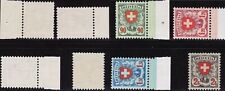 1933-34 SWITZERLAND, n . 208ab / 211a, Embossed Coated Paper, Cross and shield,