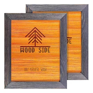 Rustic Wooden Picture Frames - Natural Solid Wood - Wall/ Tabletop - Dark Grey - Picture 1 of 12