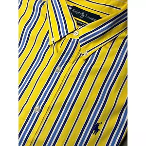 Ralph Lauren gelb und blau klassische Passform gestreiftes Button Down Hemd Größe 2XL - Bild 1 von 6