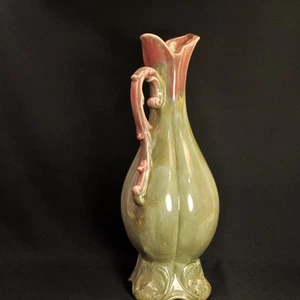 Ewer Vase 14 1/4" Tall Green Wine Purple Hand Crafted & Signed by Ammons 4/27/61 - Picture 1 of 12