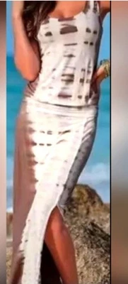 Tie-Dye Maxi Dress with Side Slit, Venus, Large, Open Back - Image 1 of 2