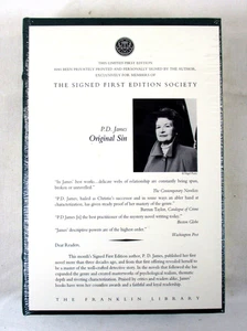 SIGNED LTD 1st "Original Sin" P. D. James - 1995 Leather HC The Franklin Library - Picture 1 of 4