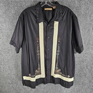 The Havanera Co Cuban Black Shirt Men XL Short Sleeve Embroidered Casual Wear - Picture 1 of 6