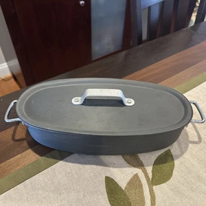 COMMERCIAL COOKWEAR Pre-CALPHALON Oblong Baking Pan w/ Lid Fish Poacher G120 HC - Picture 1 of 13