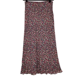 Ann Taylor Maxi Skirt Dark Ditsy Floral Frenzy Lined Size 8 Whimsigoth Office - Picture 1 of 10