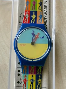 Uhr SWATCH Gent LUCKY SHADOW (GS105)-NEU/NOS-Lucky Luke-Cartoon-Bunt-TOP! - Picture 1 of 4